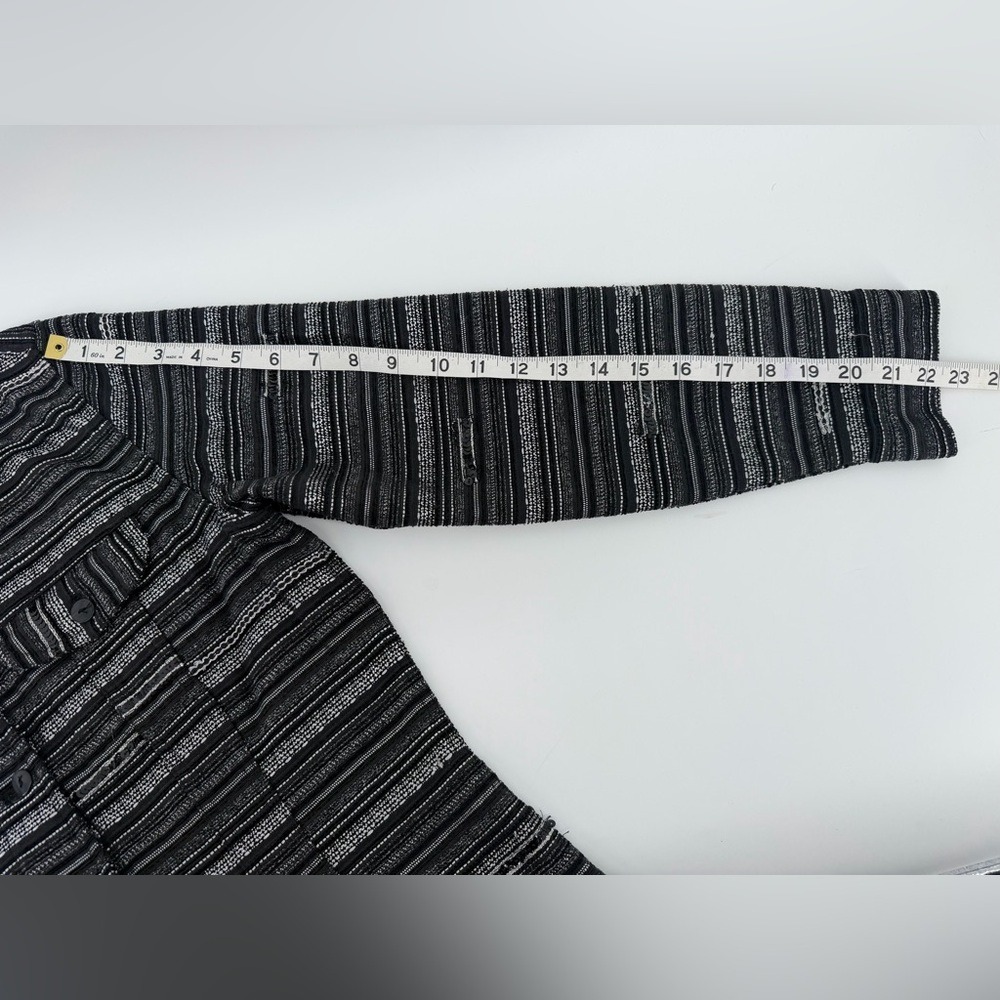 Chico's Black White Striped Metallic Textured Button Front Jacket Size 0 - Picture 7 of 8